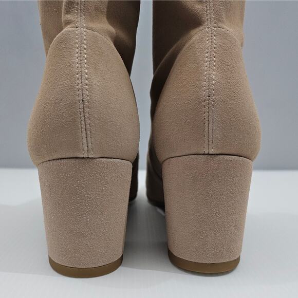 NEW Stuart Weitzman Siggy 60 Ankle Boot Womens 9 Beige Suede Stretch Block Heel - Picture 8 of 14